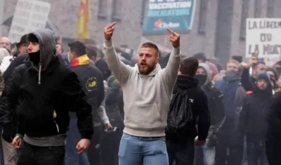 Manifestantes en Bruselas. 