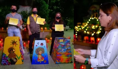 La secretaria de Cultura, María Teresa Fernández, en la premiación del concurso en el Barrio Abajo.