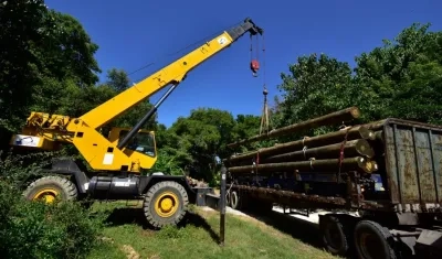Descargue de pilotes para el Ecoparque Ciénaga de Mallorquín