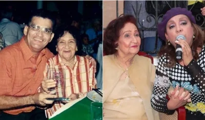 Eduardo Jinete, a la izquierda con la compositora Esthercita Forero. A derecha, Milly Quezada.