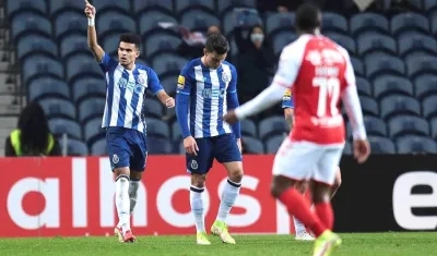 Luis Díaz celebrando el gol.