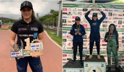 Sharid Fayad con los trofeos por sus triunfos. 