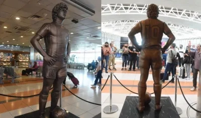 Estatua de Diego Maradona, en el aeropuerto de Ezeiza. 