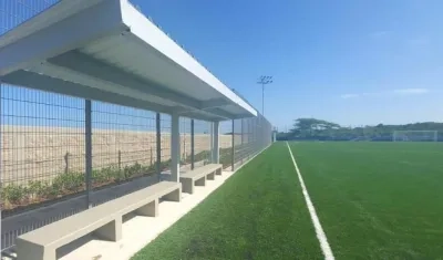 La zona técnica de la cancha.