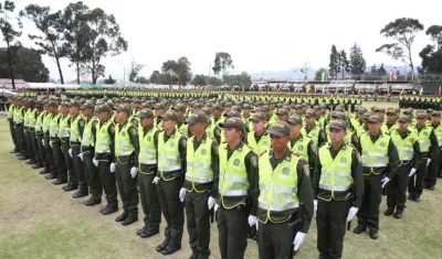 Formación de uniformados de la Policía Nacional. 
