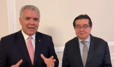 El Presidente Iván Duque y el Ministro de Salud, Fernando Ruiz.