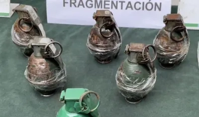 Las granadas incautadas.