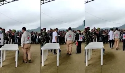 Momento de la liberación del patrullero Tomás Andrés Blanco Rolong.