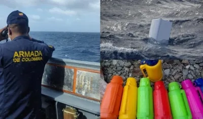 Algunos elementos hallados en el mar por la Armada y comunidades costeras de Panamá. 