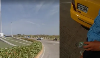 Placa del taxi implicado en el robo en inmediaciones de la rotonda de la Ventana al Mundo. 