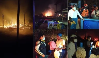 Alcaldía de Cartagena entregó ayudas a los afectados por el incendio en Playa Blanca.