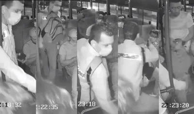 Imágenes de dos de los delincuentes y del atraco.