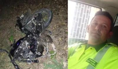 El pensionado de la Policía Reynaldo Toloza Zapata se movilizaba en esta motocicleta cuando ocurrió el accidente. 