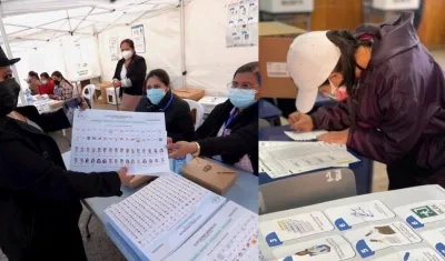 Dos votantes ecuatorianos, uno residente en España y otro en Ecuador votan en la elección presidencial. 