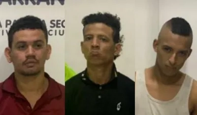 De izquierda a derecha, Antony Edgardo Amaris Jiménez, Jean Carlos Escorcia Nova, alias 'Picha', y Ricardo Rodríguez Gutiérrez, alias 'El Menor'. 
