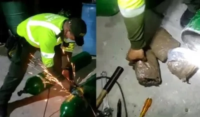 50 kilos de marihuana dentro de cilindros de oxígeno