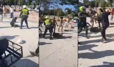 Ladrones golpeados por la comunidad. 