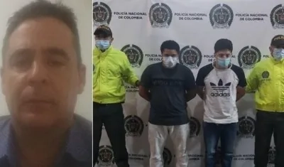 José Nicolás García Henao, hermano de 'Jeringa', y los dos capturados. 