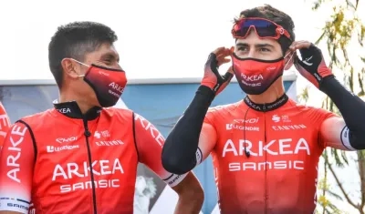 Los colombianos Nairo Quintana y Miguel Flórez. 