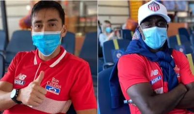 Fabián Sambueza y Carmelo Valencia, viajaron con Junior rumbo a Tunja. 