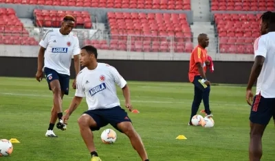 Jugadores de Colombia durante el entrenamiento. 
