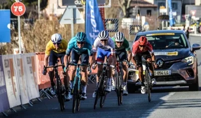 Nairo Quintana, ciclista colombiano, a su arribo en la meta.