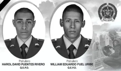 Los patrulleros de la Policía asesinados en Riosucio, Chocó