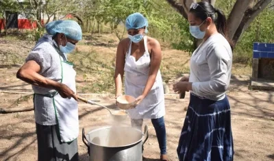 La tradicional olla del sancocho de guandú.