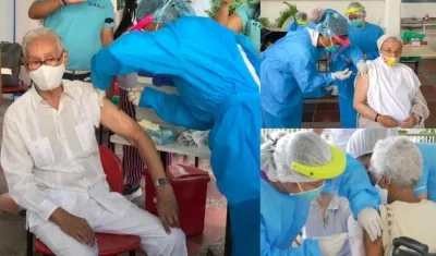 Los primeros adultos mayores de 80 años vacunados contra el Covid-19 en Cartagena.