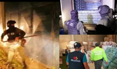 Momento del operativo en la fábrica de licor adulterado. 