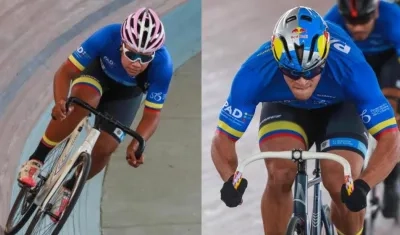 Marianis Salazar y Cristian Ortega, ciclistas del Atlántico. 