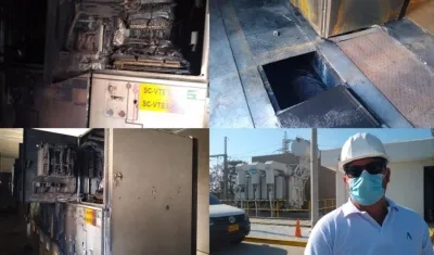 Tren de celdas y el gerente de Air-e, Jhon Toro.