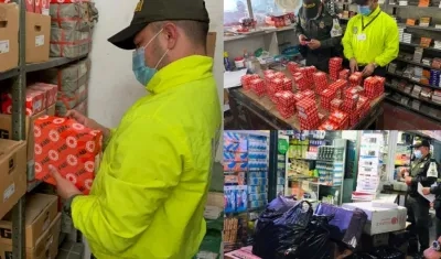 Mercancía de contrabando decomisada por la Policía. 