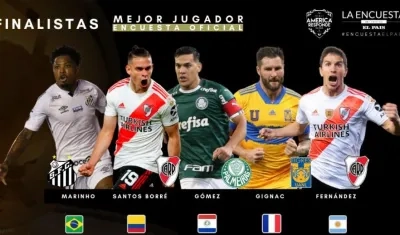 Los cinco finalistas al premio 'Rey de América'. 