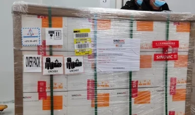 Foto en la que se observa un lote de vacunas de Sinovac.