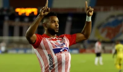 Miguel Ángel Borja celebra su gol ante Bucaramanga. 