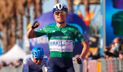 El danés Mads Würtz Schmidt (Israel Start-Up Nation) ganador de la sexta etapa de la Tirreno Adriatico.