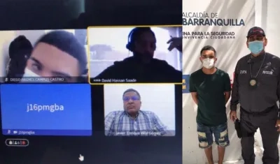 Diego Andrés Campos en la audiencia de hoy (izquierda) y cuando se entregó ayer en la URI. 