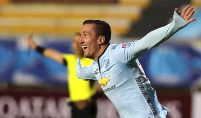 Leonardo Ramos celebrando el primer gol de los bolivianos.