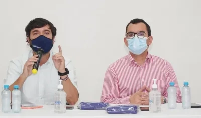 El Alcalde de Barranquilla, Jaime Pumarejo, y el presidente de la SAE, Andrés Ávila