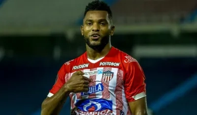 Miguel Ángel Borja celebra su gol ante Caracas FC. 