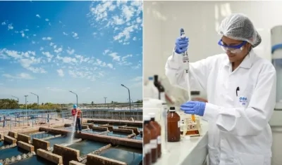 Triple A con sus colaboradores trabajan 24/7 para producir alrededor de 7.300 litros de agua potable.