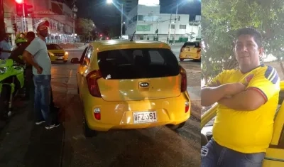 Efrén Santiago Soto conducía este taxi cuando fue baleado. 