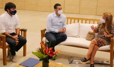 El Alcalde Pumarejo, el Ministro Palacios y la Gobernadora Noguera.