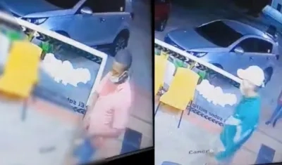 Los presuntos atracadores tras quedar grabados en la cámara de seguridad. 