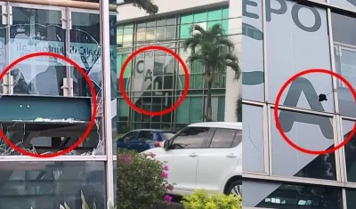 La fachada de la sede fue vandalizada por desconocidos. 