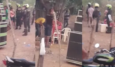 La Policía desarmando un relajo callejero.