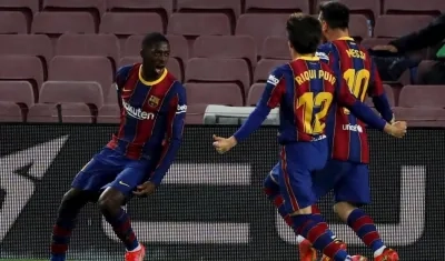 La celebración de Ousmane Dembélé.