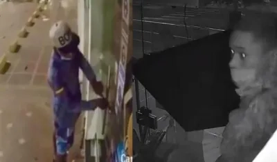 El ladrón quedó grabado en las cámaras de seguridad de ambos negocios. 