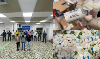 Capturados y medicamentos incautados.